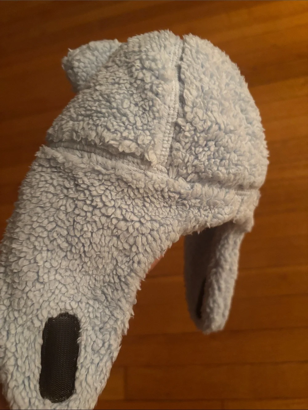 The North Face Light Blue Sherpa Earflap Hat with Bear Ears